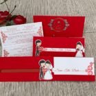 Thiệp cưới hot (hình chibi chú rể di chuyển được) DQ-2008 - Đỏ Nhung