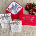Thiệp cưới đôi chim công lãng mạn DQ-2013