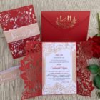 Thiệp cưới sang trọng và trẻ trung DQ-2027 - Đỏ gân