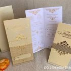 Thiệp cưới đẹp đơn giản DQ-2101 - Kem đậm nhũ