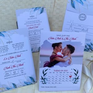Thiệp cưới KTS in hình trẻ trung DQ-KD-101