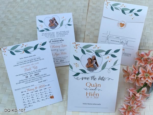 Thiệp cưới KTS in hình trẻ trung DQ-KD-107