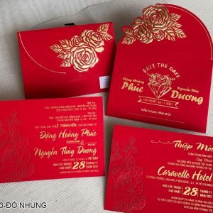 Thiệp cưới sang trọng hiện đại DQ-2223 - Đỏ nhung