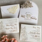 Thiệp cưới sang trọng hiện đại DQ-2223 - Kem gân HQ