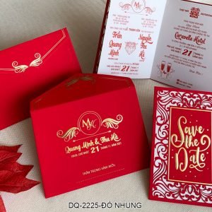 Thiệp cưới sang trọng và trẻ trung DQ-2225 - Đỏ nhung