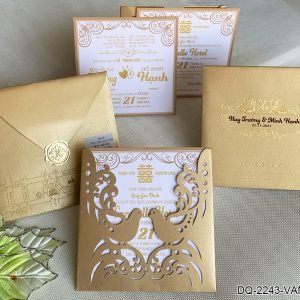 Thiệp cưới sang trọng và trẻ trung DQ-2243 - Vàng nhũ