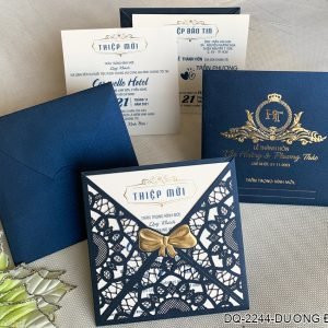 Thiệp cưới sang trọng và trẻ trung DQ-2244 - Dương đậm nhũ
