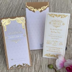 Thiệp mời sinh nhật đẹp M3D-09 - Vàng lợt