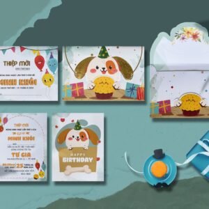 Thiệp thôi nôi, sinh nhật cho bé siêu cute DQ-2152 mã E