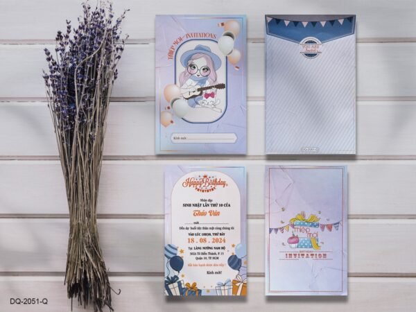 Thiệp thôi nôi, sinh nhật cho bé siêu cute DQ-2051 mã Q