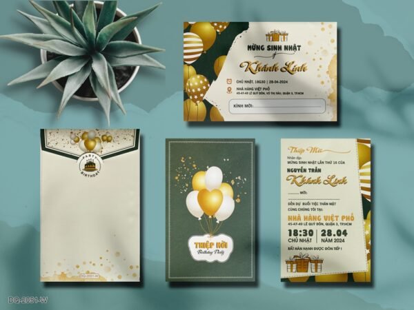 Thiệp thôi nôi, sinh nhật cho bé siêu cute DQ-2051 mã W