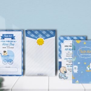 Thiệp thôi nôi, sinh nhật cho bé siêu cute DQ-2051 mã Y