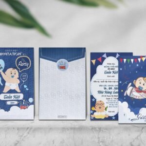 Thiệp thôi nôi, sinh nhật cho bé siêu cute DQ-2051 mã Z