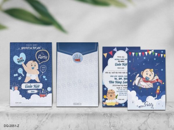 Thiệp thôi nôi, sinh nhật cho bé siêu cute DQ-2051 mã Z