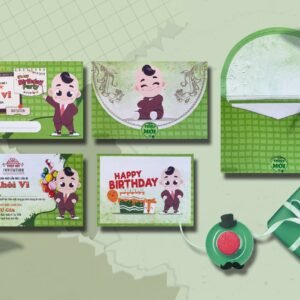 Thiệp thôi nôi, sinh nhật cho bé siêu cute DQ-2152 mã H