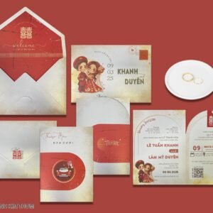 Thiệp cưới giá rẻ DQ-24A32 Ánh Kim Thơm