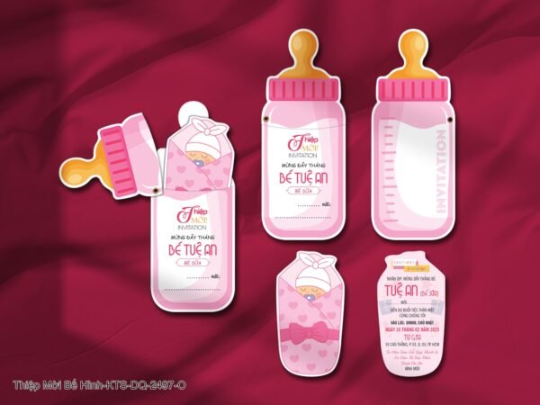 Thiệp thôi nôi, sinh nhật bế hình in KTS KTS-DQ-2497-O