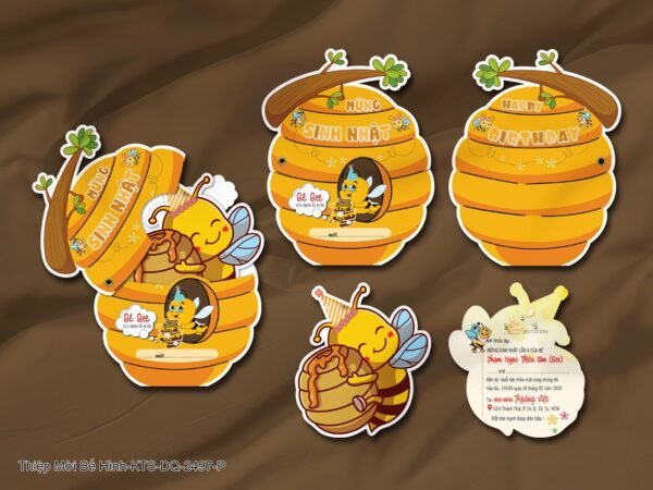 Thiệp thôi nôi, sinh nhật bế hình in KTS KTS-DQ-2497-P