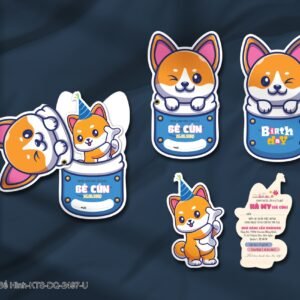 Thiệp thôi nôi, sinh nhật bế hình in KTS KTS-DQ-2497-U