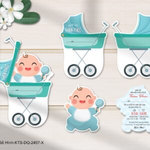 Thiệp thôi nôi, sinh nhật bế hình in KTS KTS-DQ-2497-X