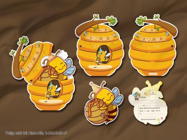 Thiệp thôi nôi, sinh nhật bế hình in KTS KTS-DQ-2497-P